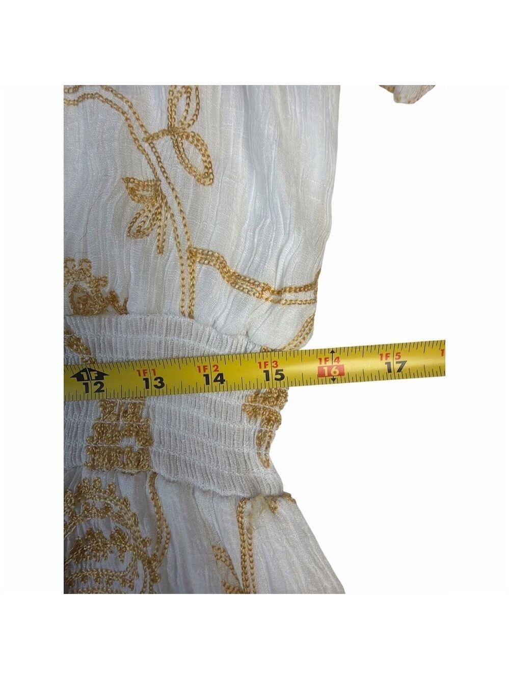 Anthropologie  Kindred  Kindred Dress Womens PL White Paisley Boho Peasant Midi - Picture 3 of 11